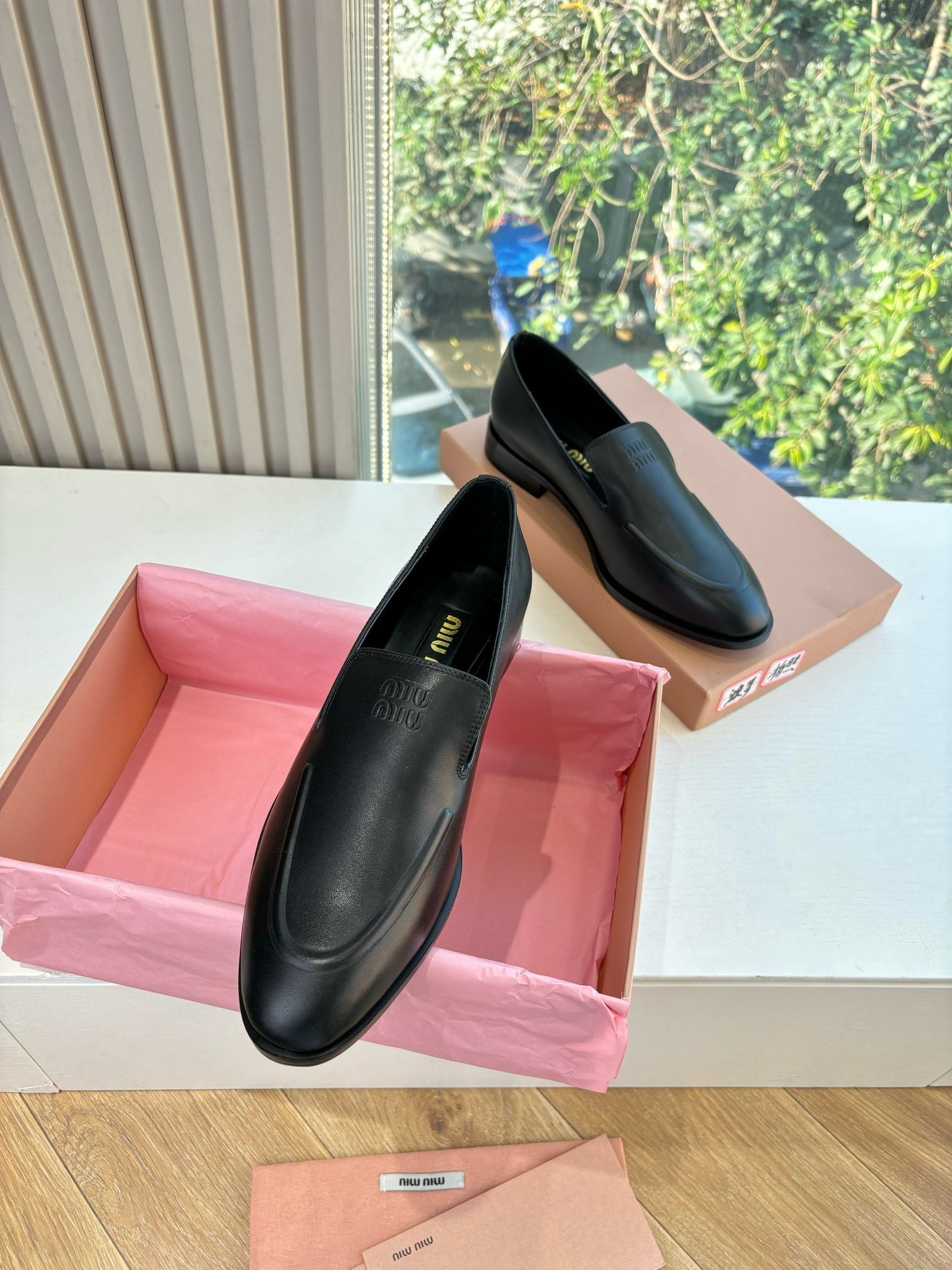 Miu 26s Loafers In Black Lambskin