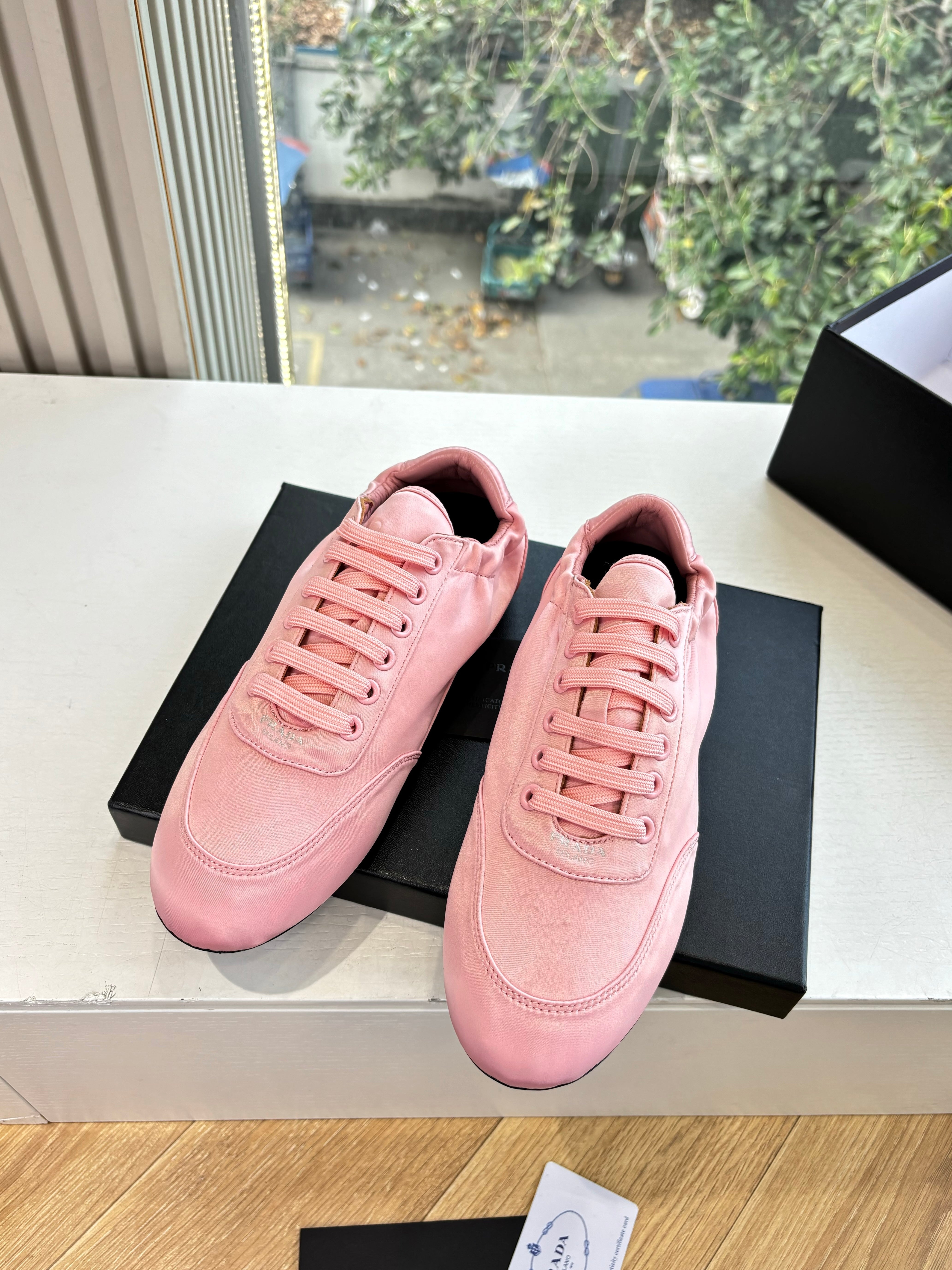 Prada 25s Sneaker In Light PInk Silk