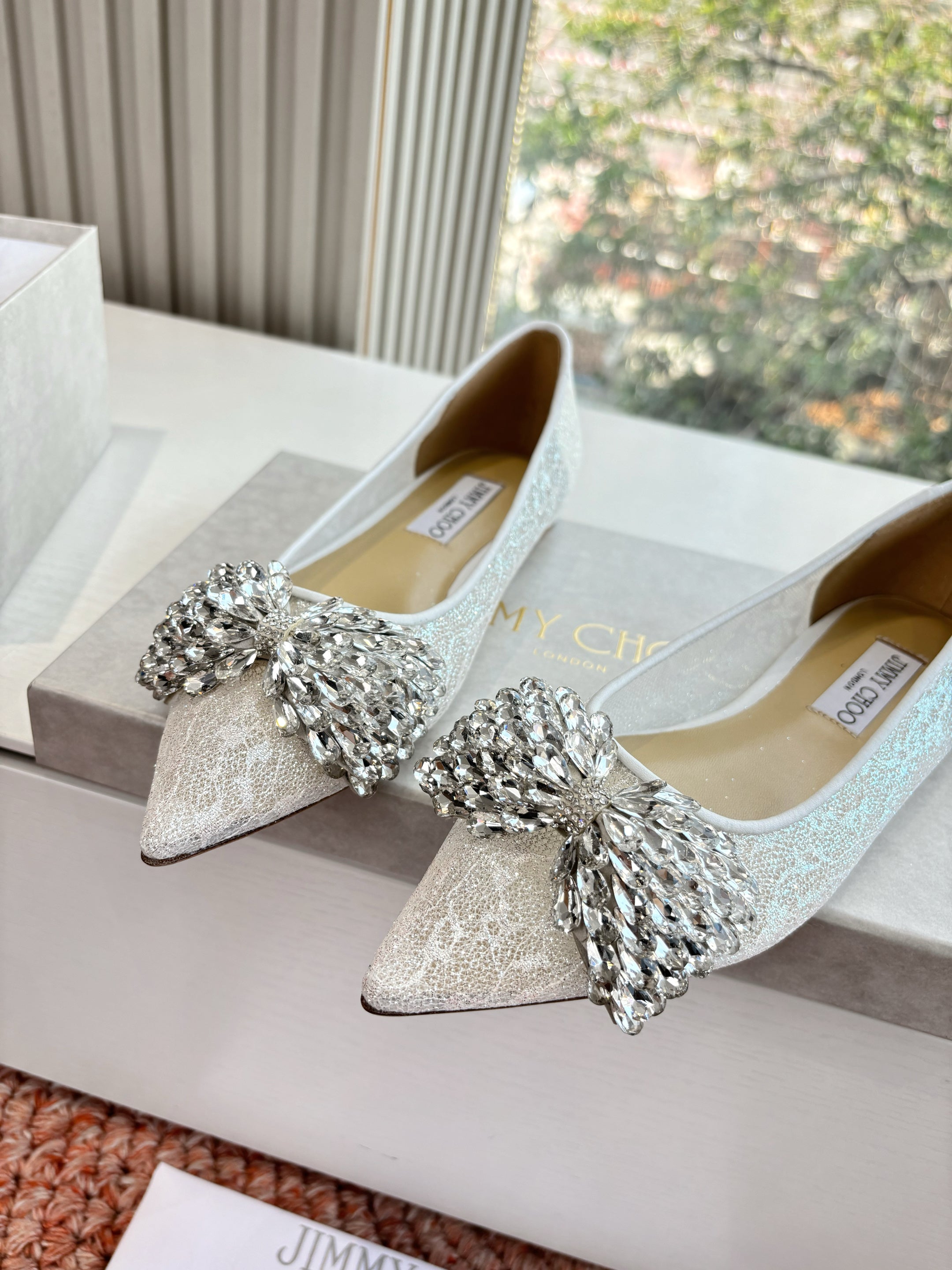 JC 26s Rhinestone Auria Ballet Flats White Mesh 648214