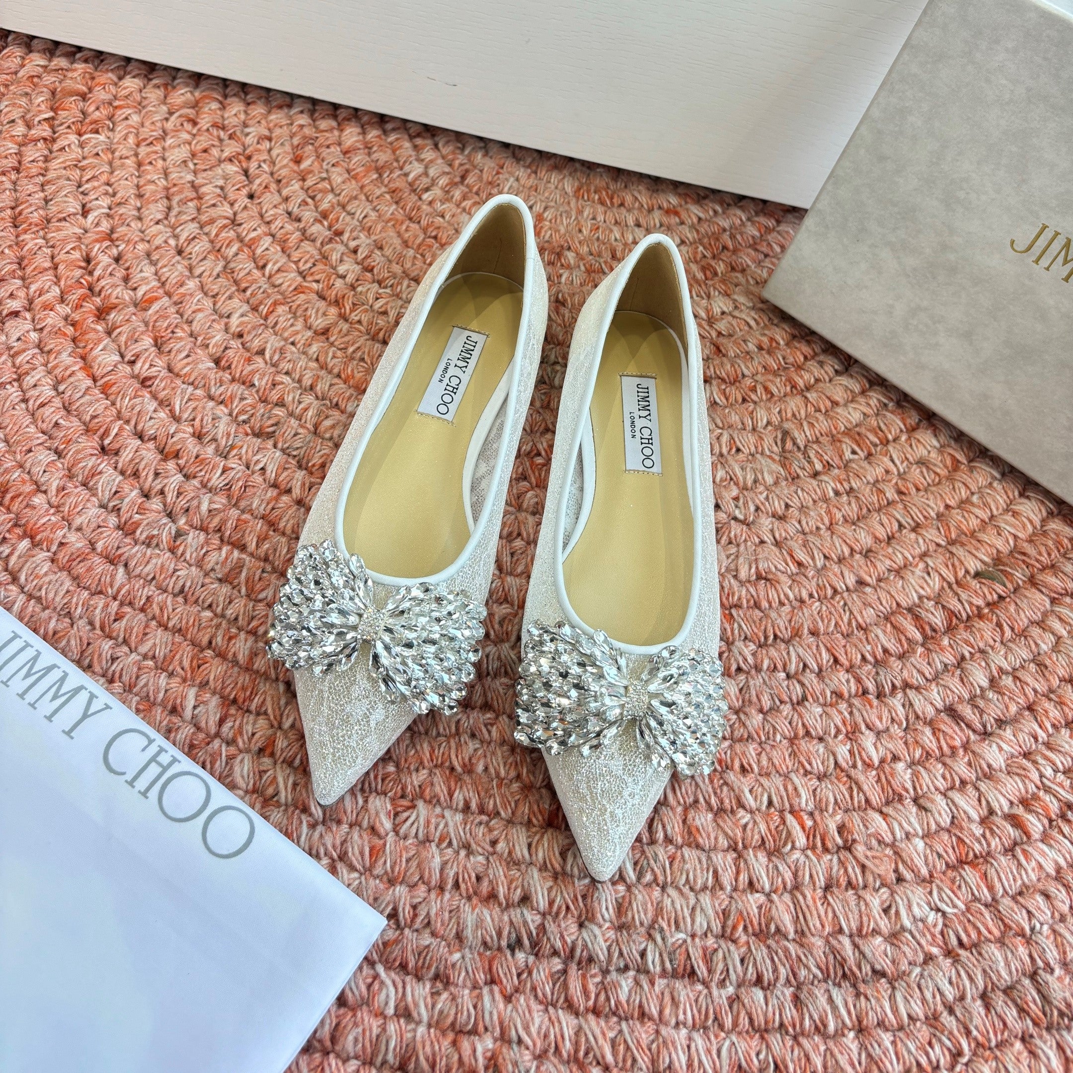 JC 26s Rhinestone Auria Ballet Flats White Mesh 648214