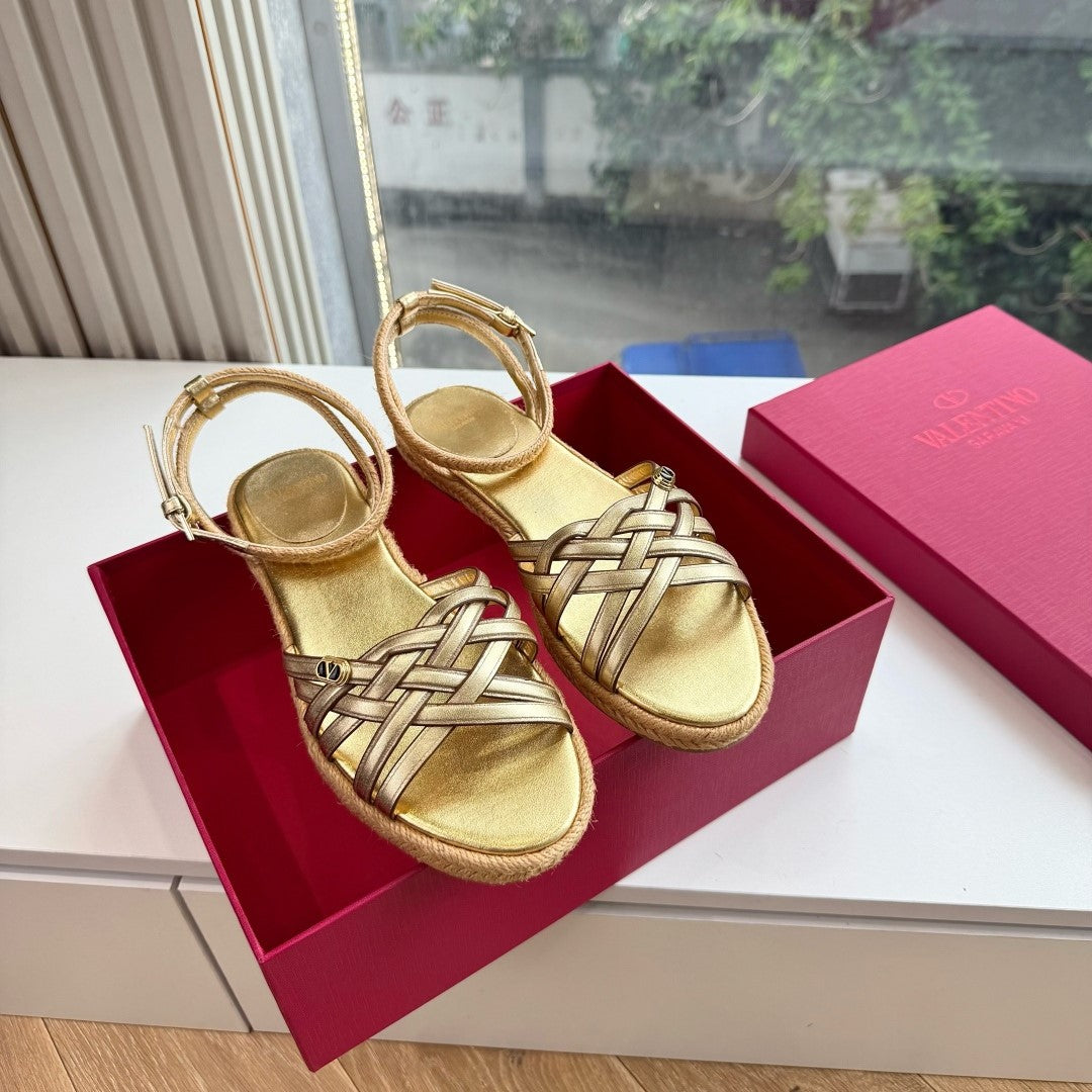 VLogo Bribri Espadrille Sandals Gold Leather 933612