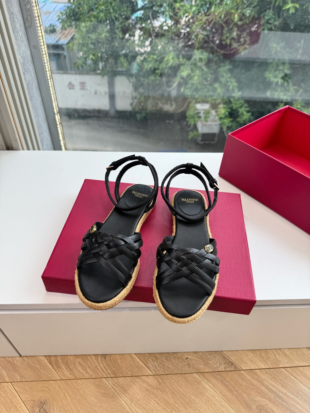 VLogo Bribri Espadrille Sandals Black Leather 933613