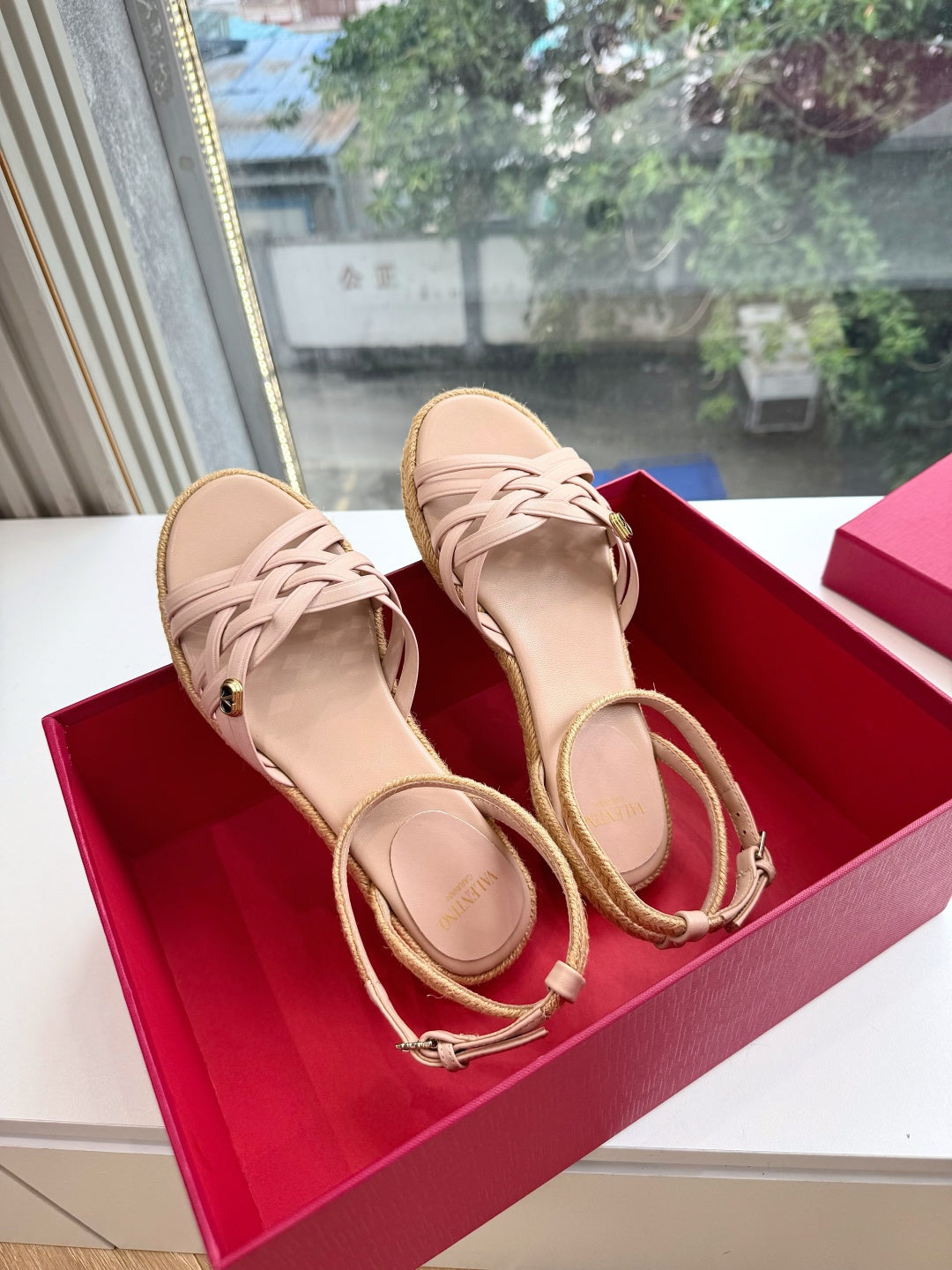 VLogo Bribri Espadrille Sandals Light Pink Leather 933614