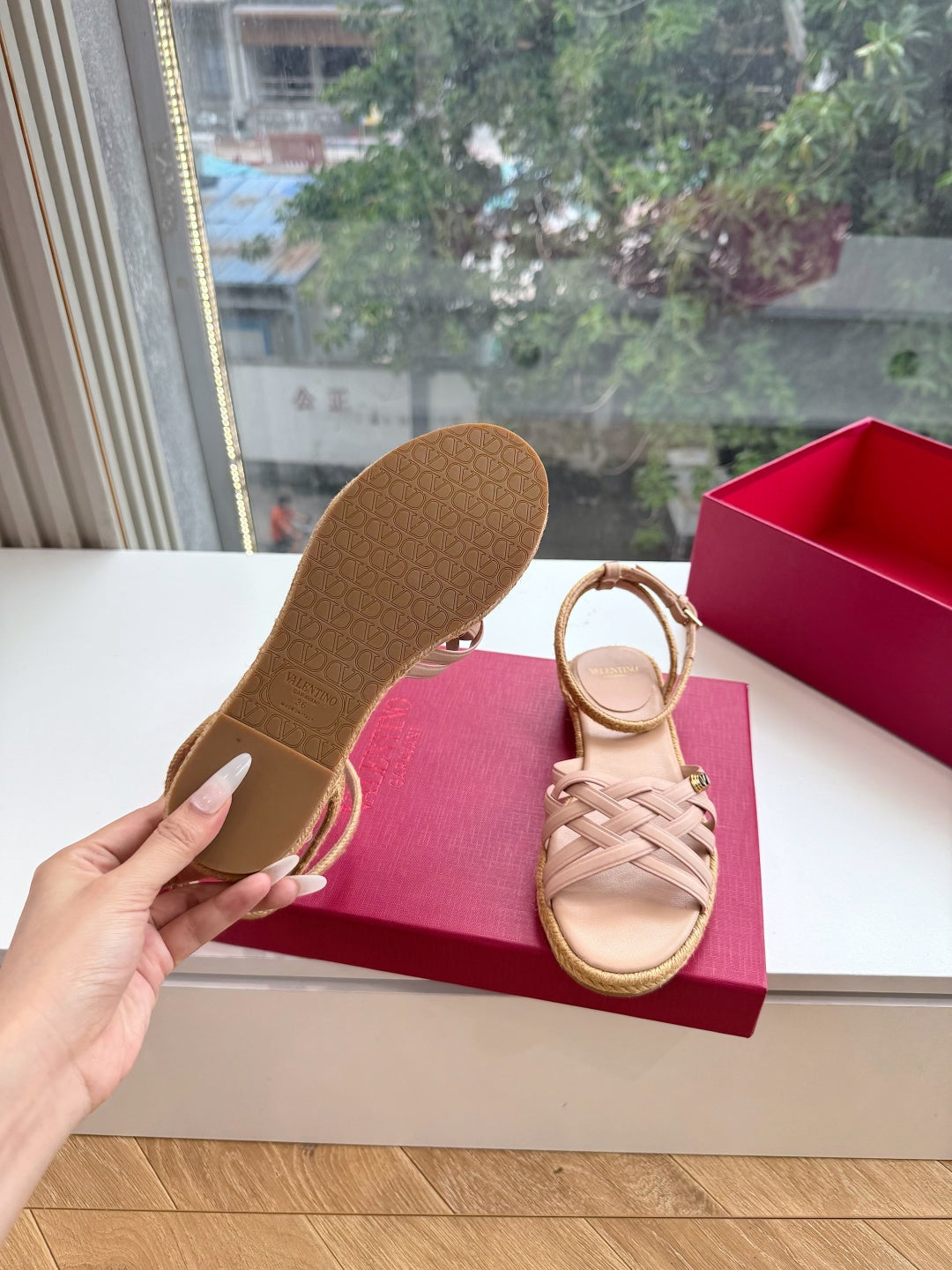 VLogo Bribri Espadrille Sandals Light Pink Leather 933614