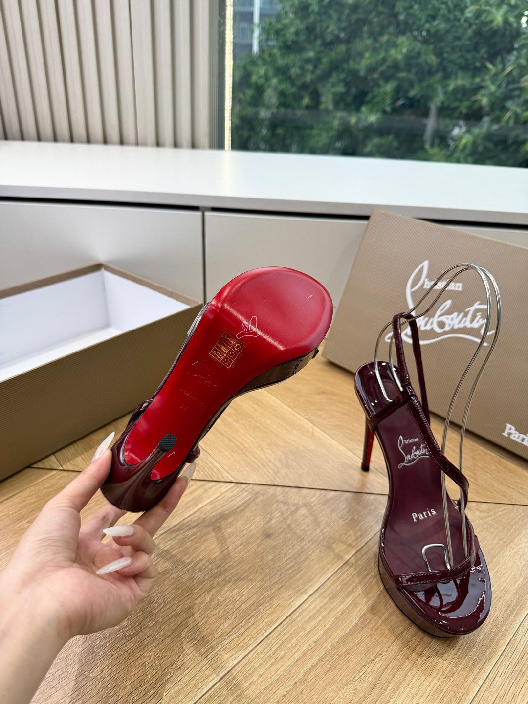 CL 26s Rosalie Alta 15cm Sandal Burgundy Leather 932667