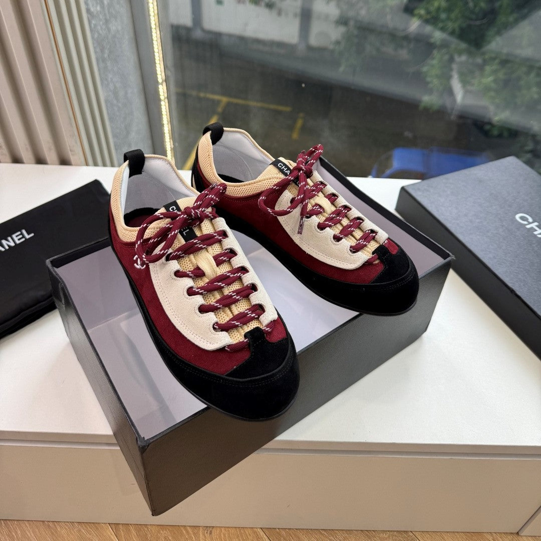 CC 26s Sneakers Burgundy Beige Black Mesh Suede Leather 122421