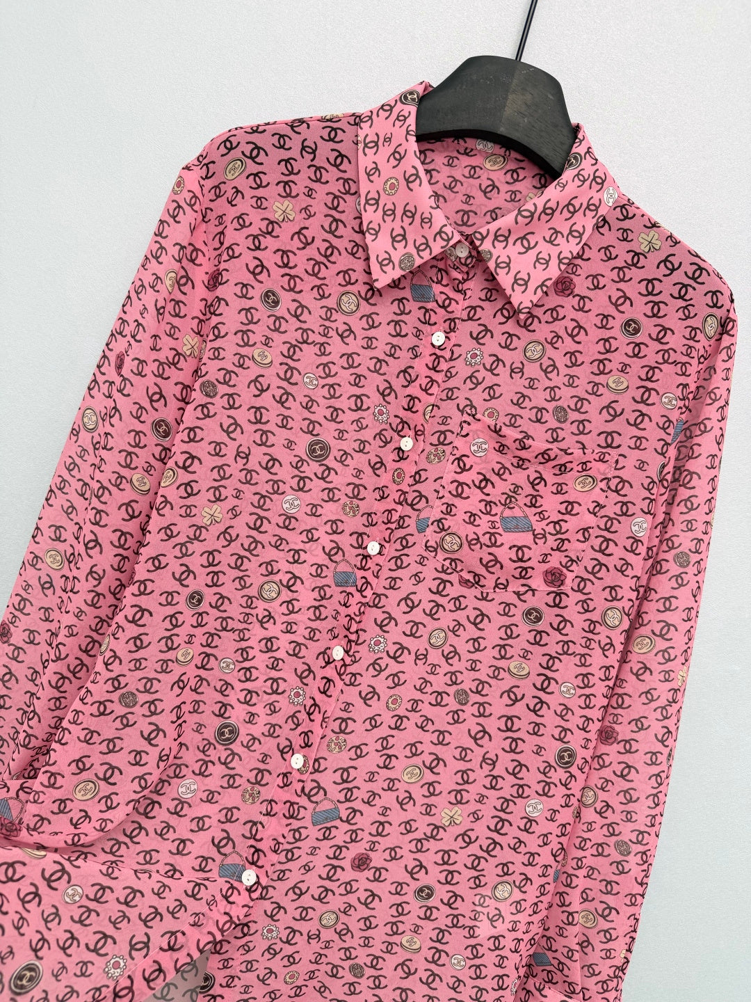 CC 26s Print Long-Sleeve Shirt Pink Polyester 367045