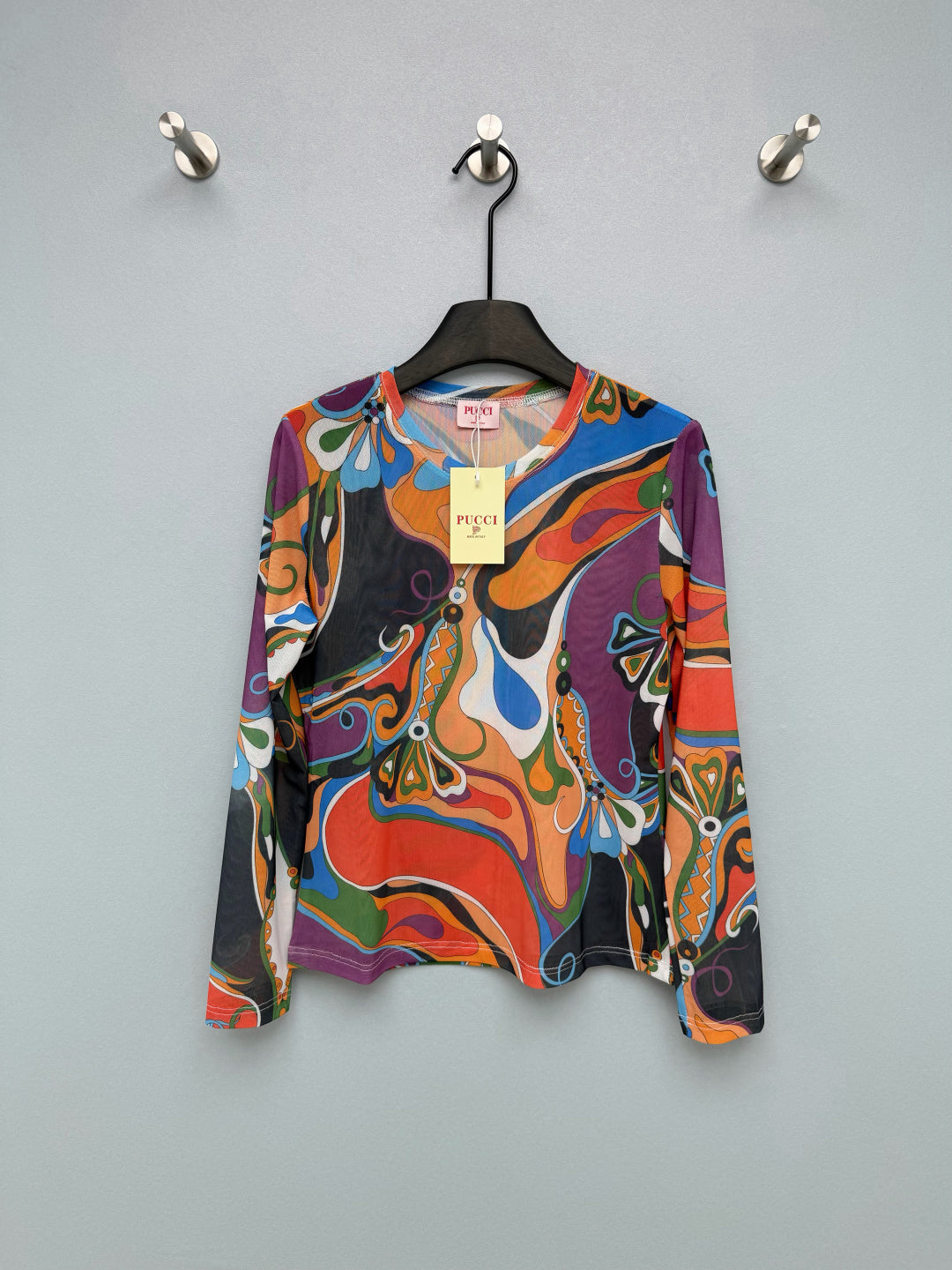 Pucci 26s Long-Sleeve T-Shirt Black Orange Cotton Polyester 371733