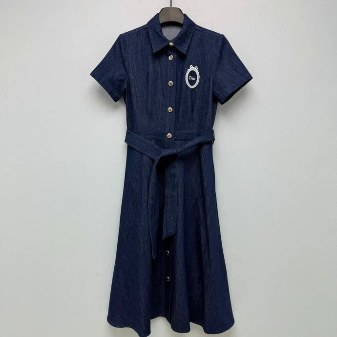 Dior 2026 Denim Short-Sleeve Dress Blue Cotton 350912