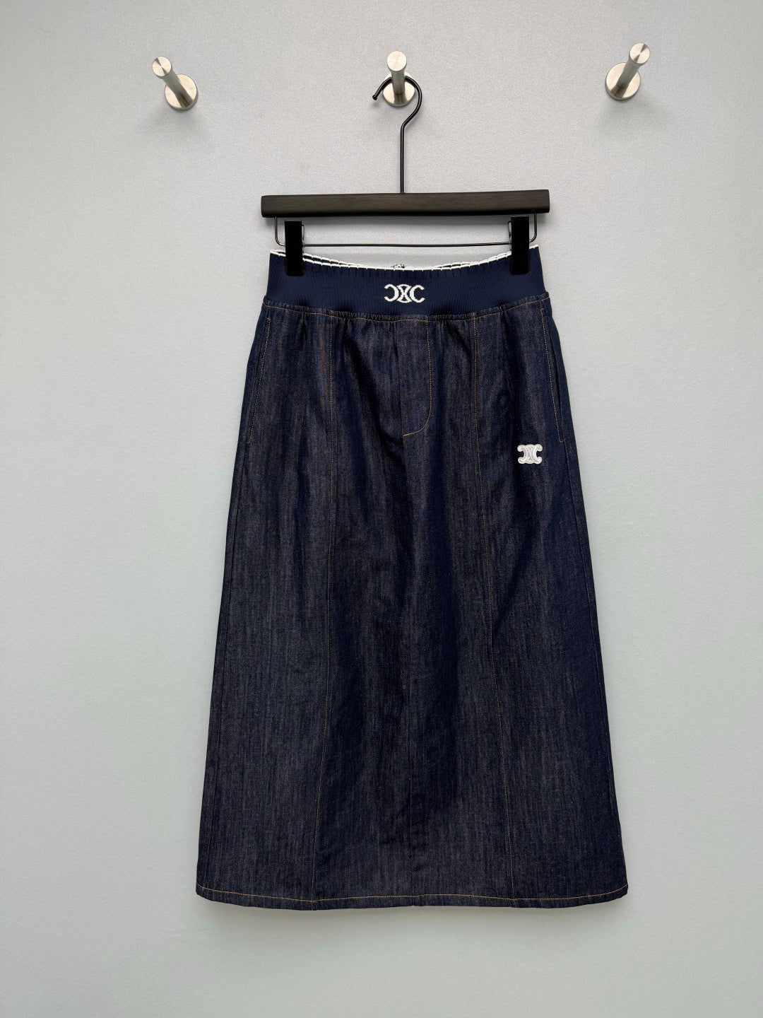 Celine 26s Waist Skirt Dark Blue Denim 399305