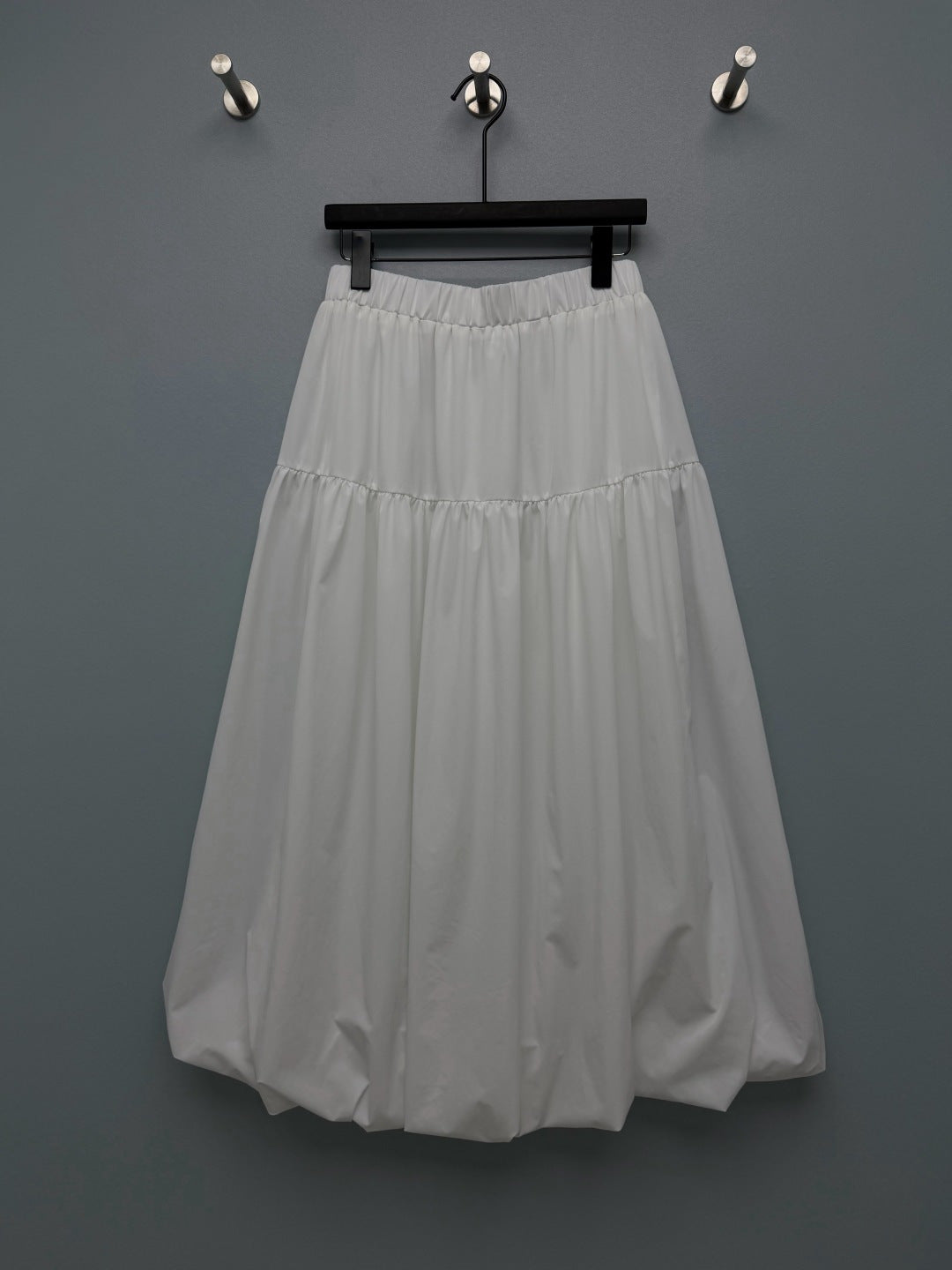 Prada 26s Elastic Waist Layered Tulip Skirt White Cotton Polyester 411636