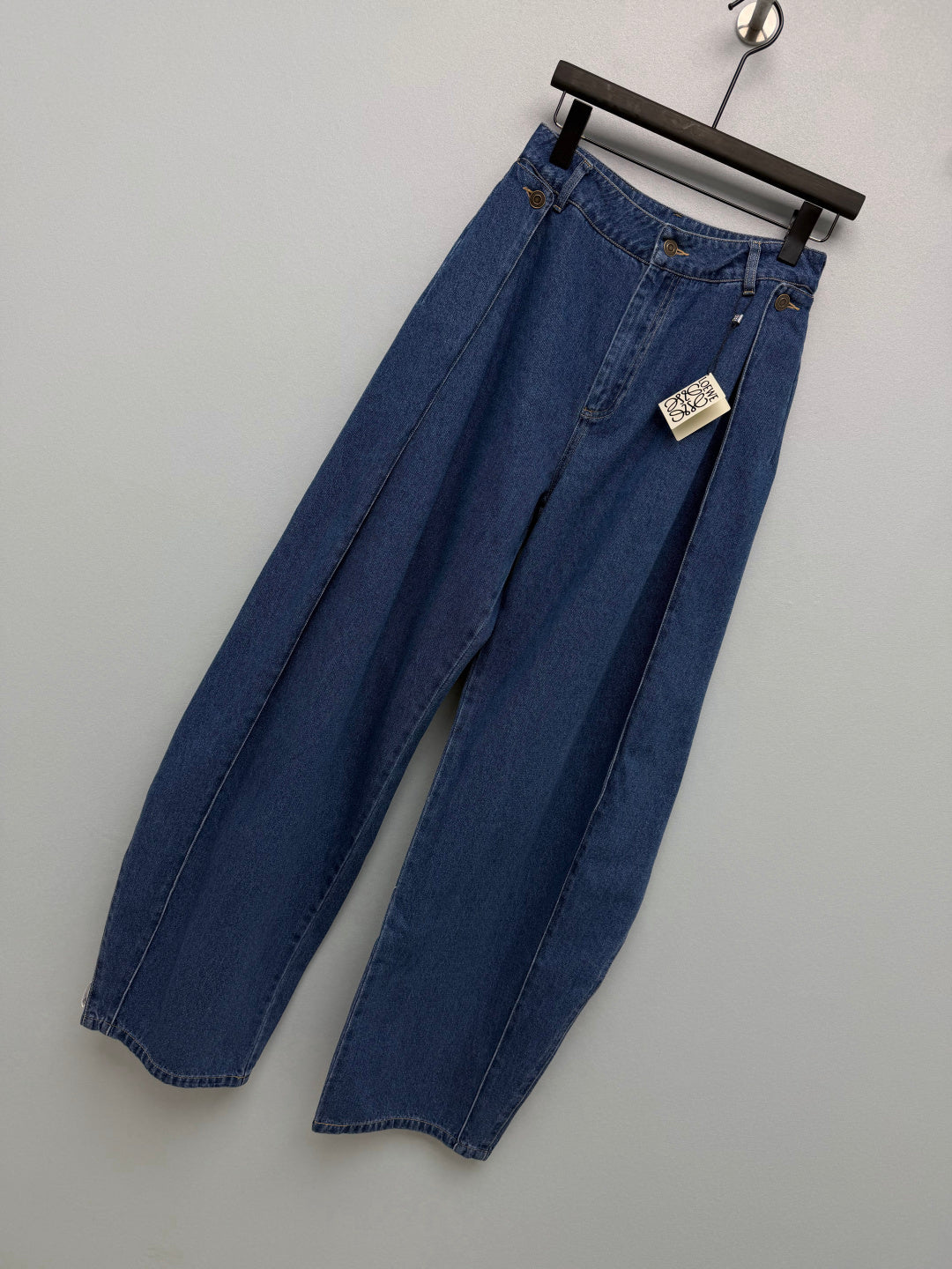 Loewe 26s Pleated Wide-Leg Jeans Blue Cotton 411630