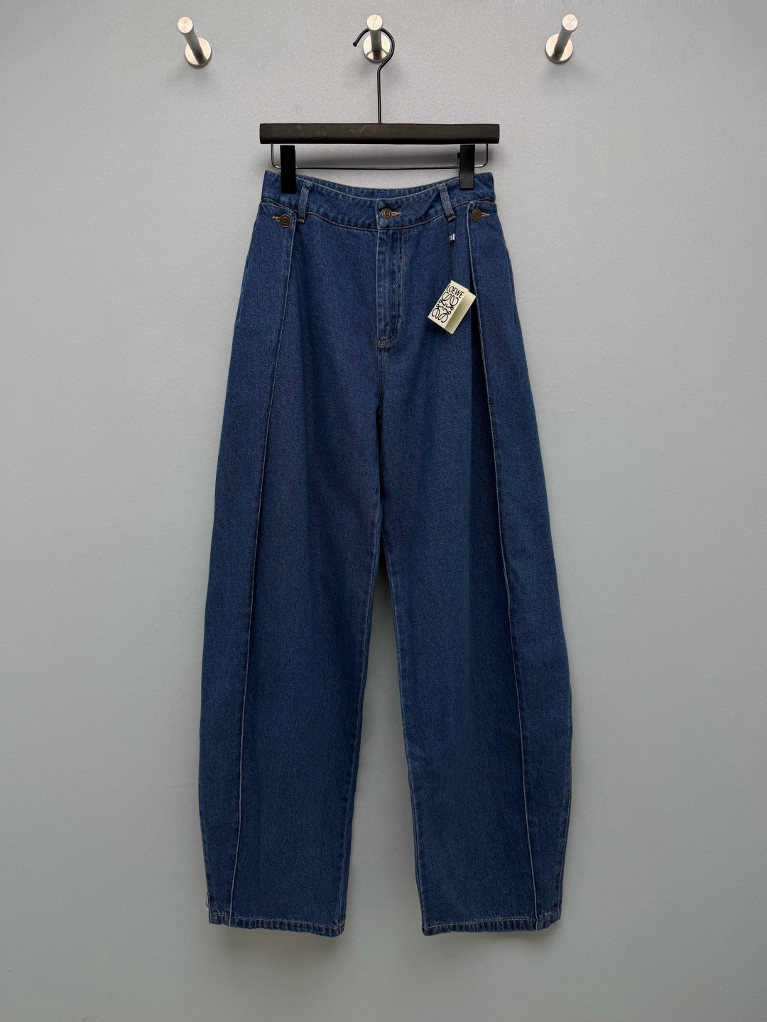 Loewe 26s Pleated Wide-Leg Jeans Blue Cotton 411630