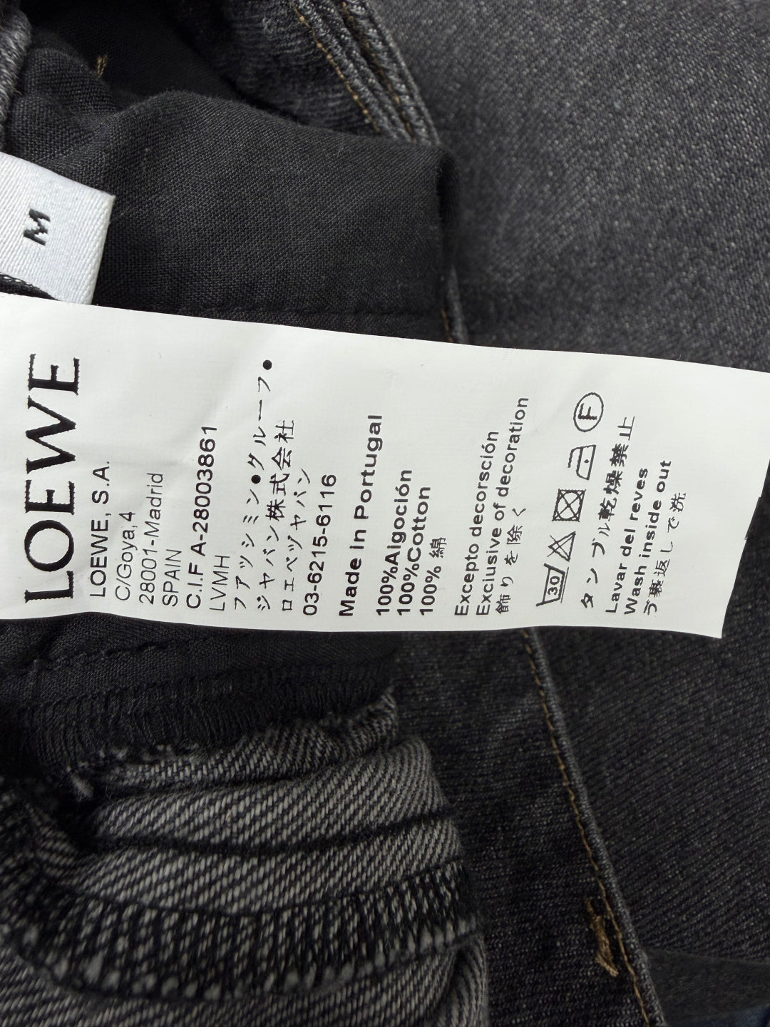 Loewe 26s Pleated Wide-Leg Jeans Grey Cotton 411625