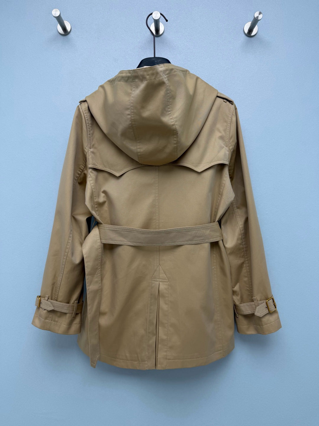 BRR Short Tropical Gabardine Foxfield Trench Coat Beige Cotton Polyester