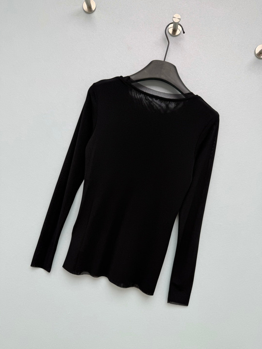 CC 26s Round Neck Slim-Fit Long-Sleeved Top Black Cotton Fiber 418817