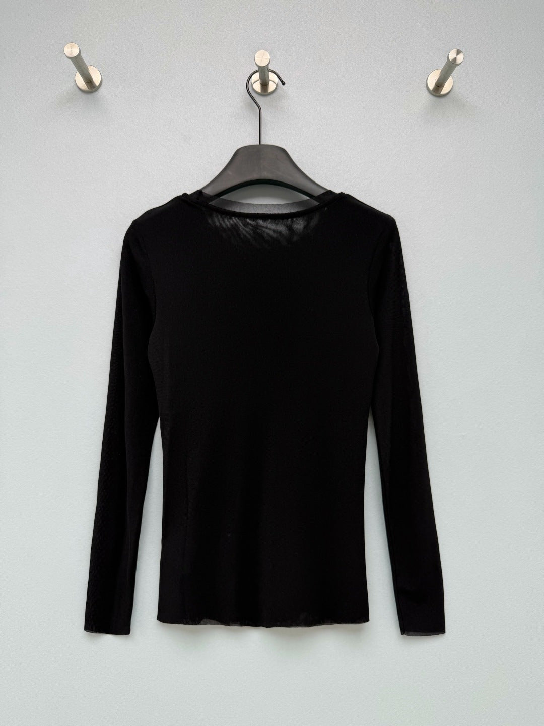 CC 26s Round Neck Slim-Fit Long-Sleeved Top Black Cotton Fiber 418817