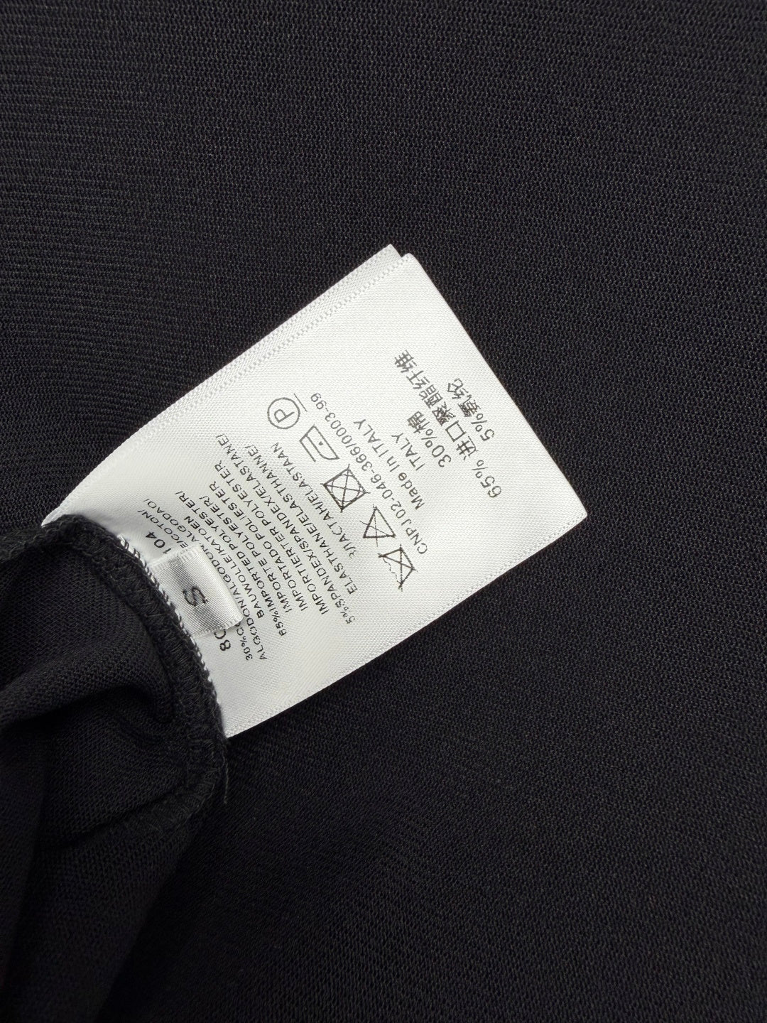CC 26s Round Neck Slim-Fit Long-Sleeved Top Black Cotton Fiber 418817