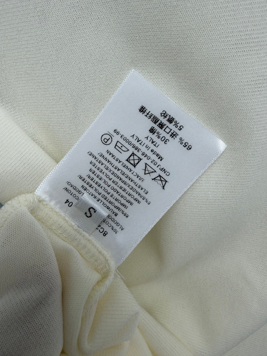 CC 26s Round Neck Slim-Fit Long-Sleeved Top White Cotton Fiber 418819