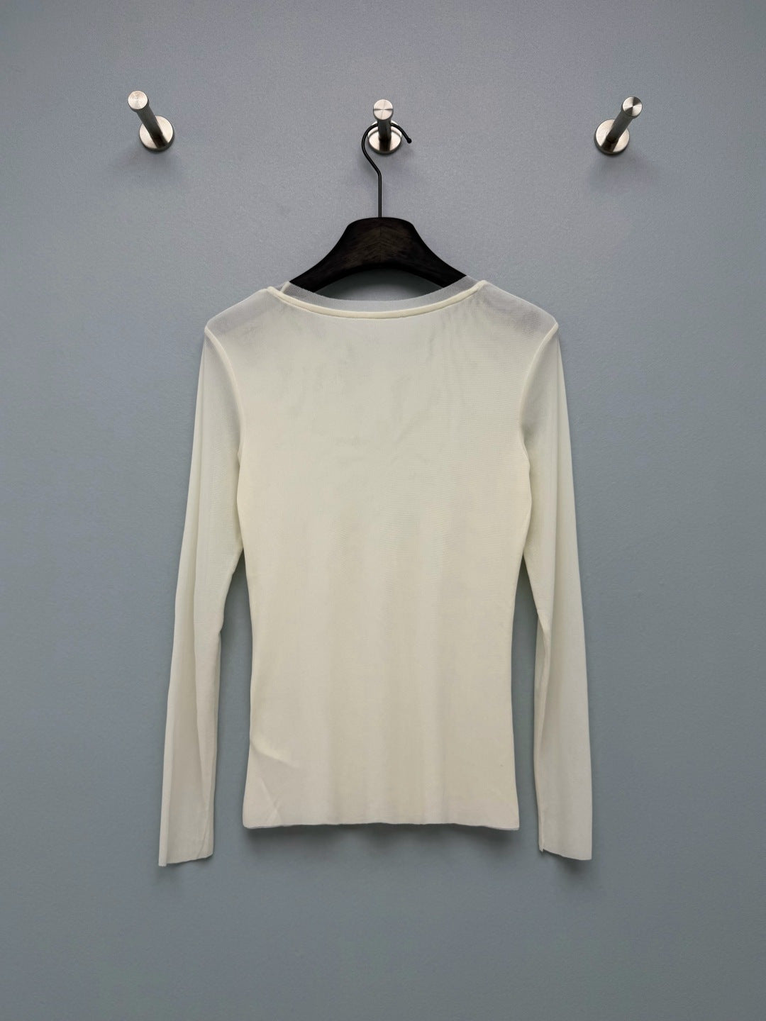 CC 26s Round Neck Slim-Fit Long-Sleeved Top White Cotton Fiber 418819