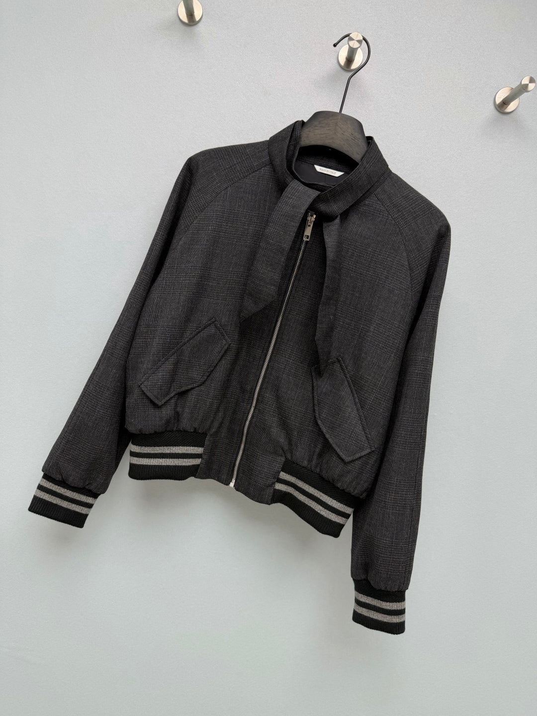 CD 26s Houndstooth Bomber Jacket Grey Wool 418814