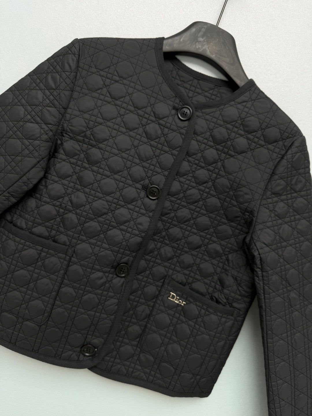 CD 26s Cannage Quilted Lightweight Cotton Jacket Black 418797