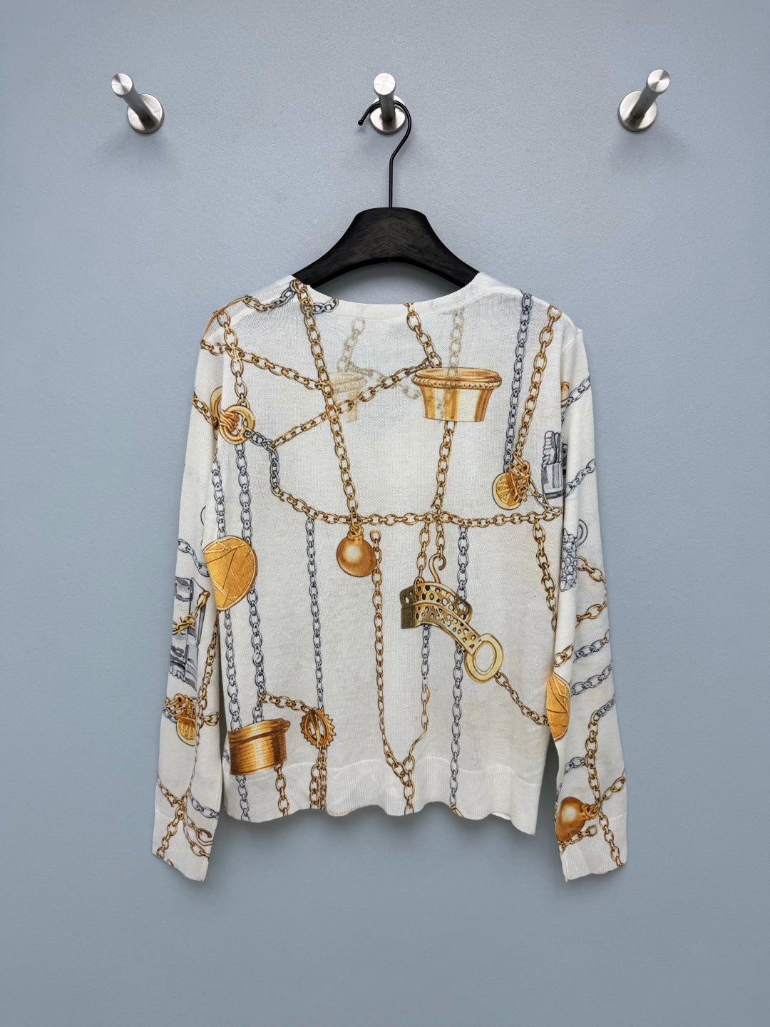 HM 26s Equestrian-Style Thin Knit Cardigan Wool 425156