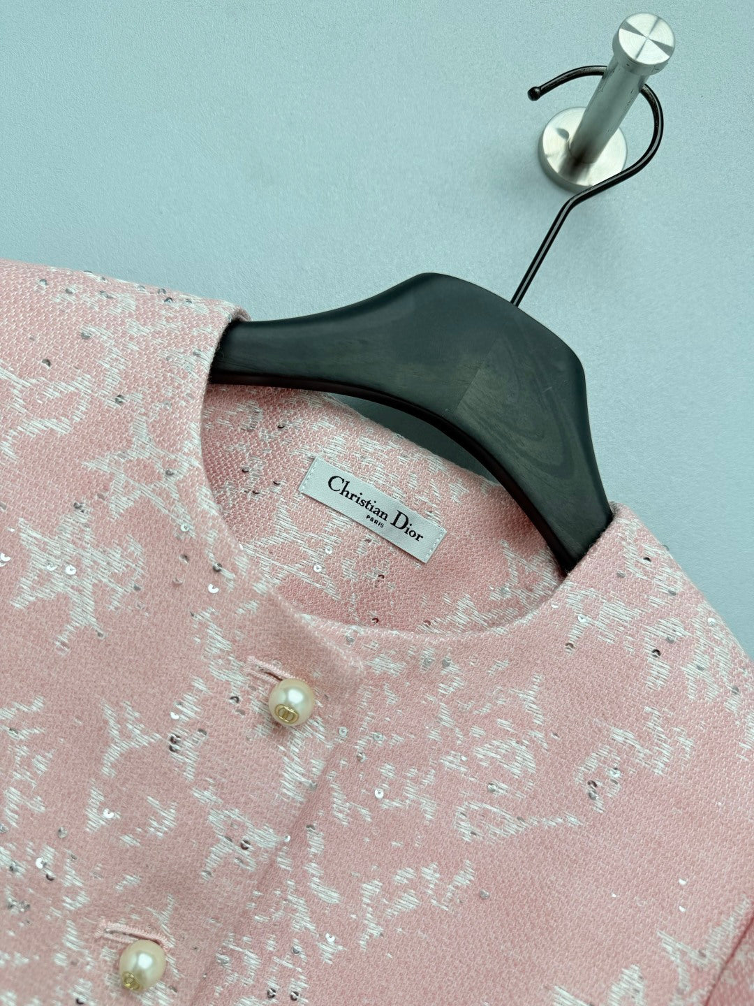 Dior 26s Bee Embroidered Peplum Jacket Pink Polyester Wool 444917