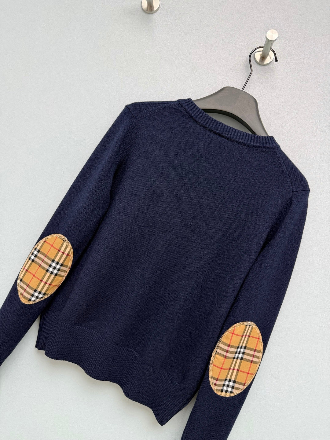 Burberry 26s Cardigan Sweater Navy Blue Stripe Placket Knit 436075