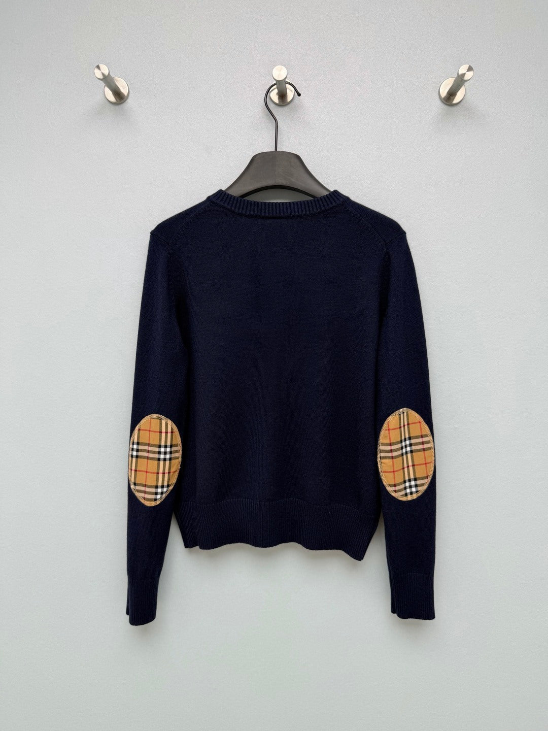 Burberry 26s Cardigan Sweater Navy Blue Stripe Placket Knit 436075