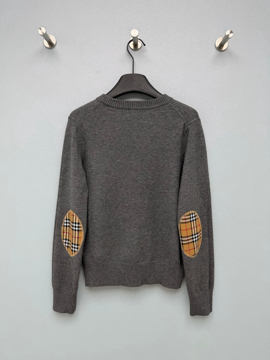 Burberry 26s Cardigan Sweater Dark Grey Stripe Placket Knit 436076