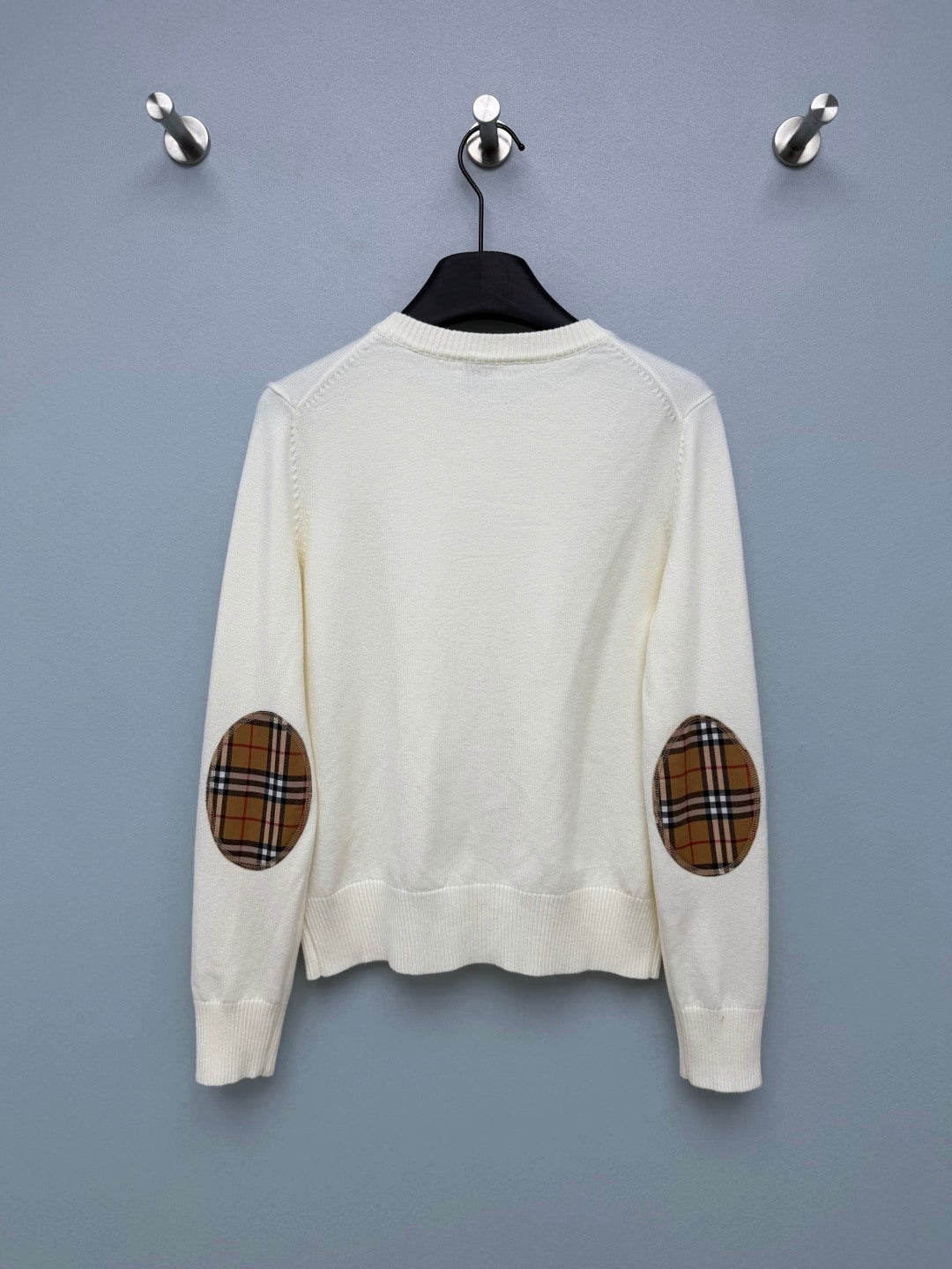 Burberry 26s Cardigan Sweater White Stripe Placket Knit 436077