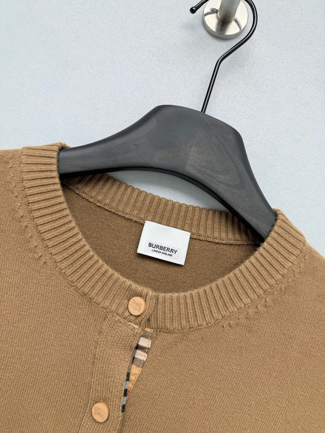 Burberry 26s Cardigan Sweater Brown Stripe Placket Knit 436078