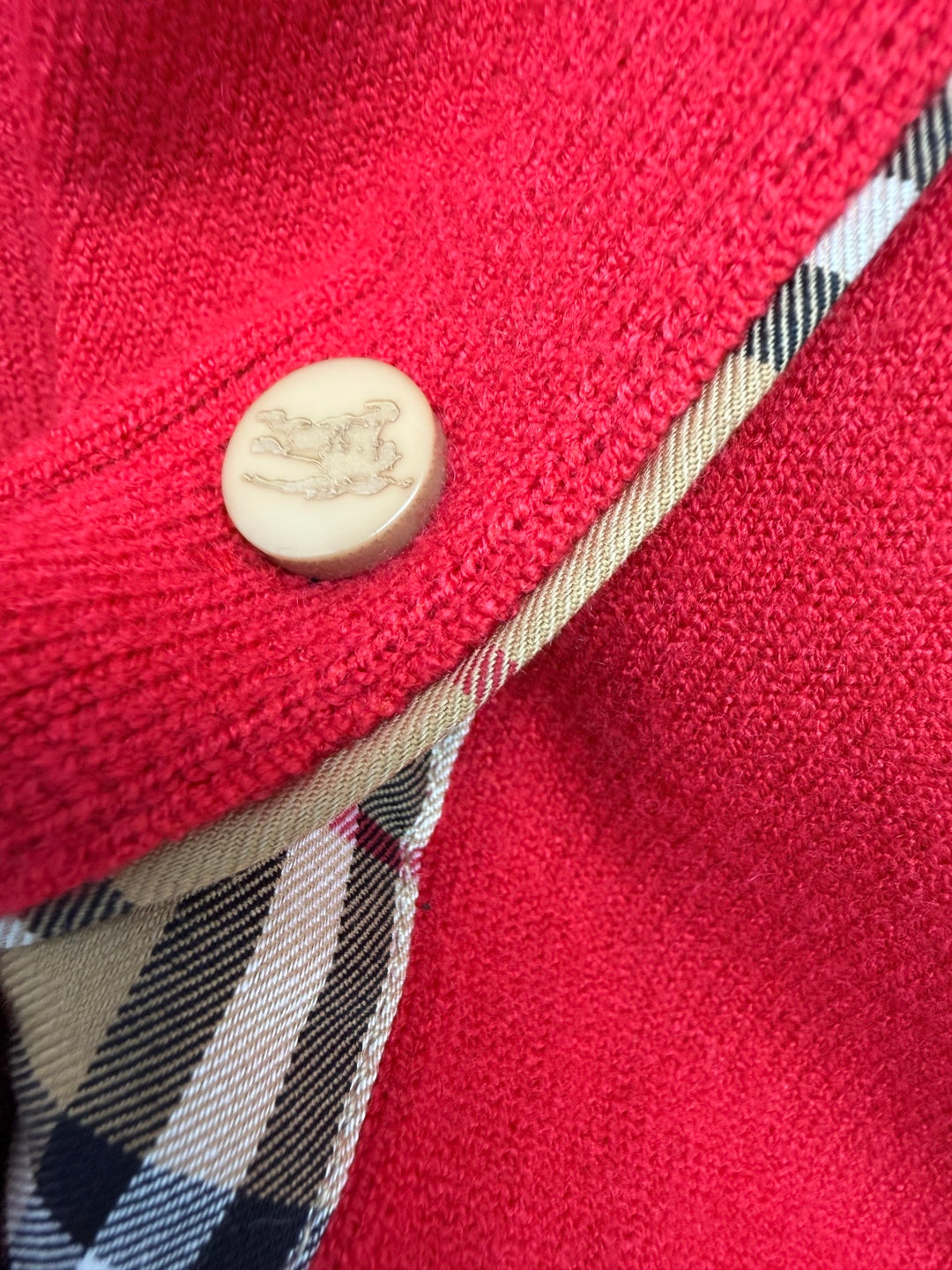 Burberry 26s Cardigan Sweater Red Stripe Placket Knit 436080