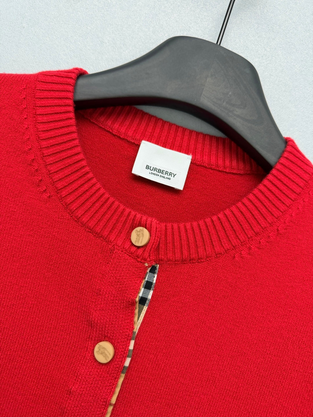 Burberry 26s Cardigan Sweater Red Stripe Placket Knit 436080