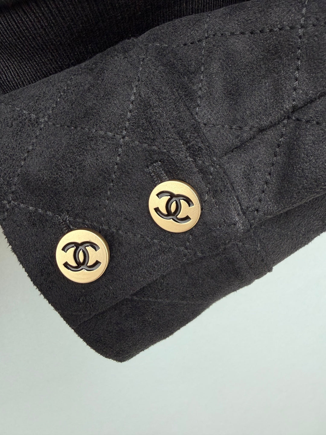 Chanel 26s Collared Bomber Zip Jacket Black Velvet 436039