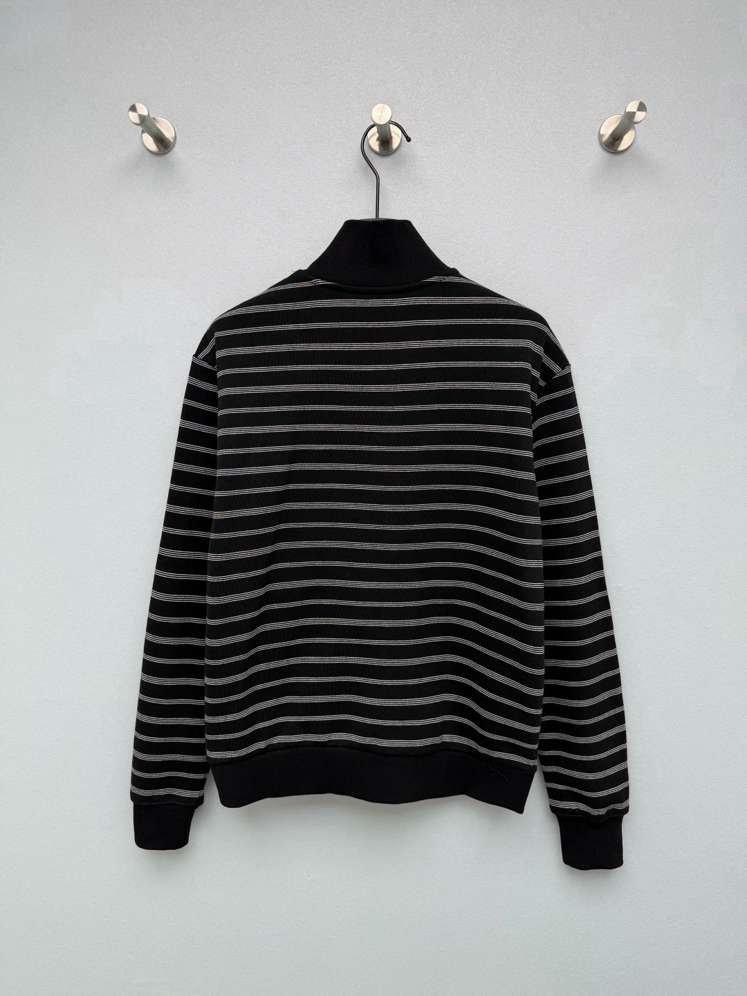 Miu Miu 26s Striped Zip Bomber Jacket Black Grey Knit 436026