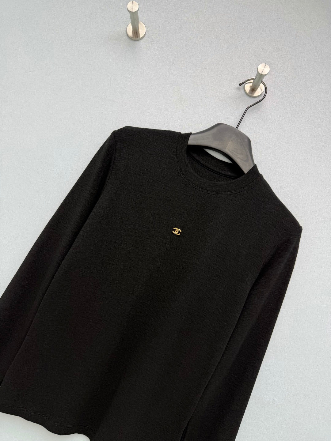 Chanel 26s Long Sleeve Top Black Knit 436012