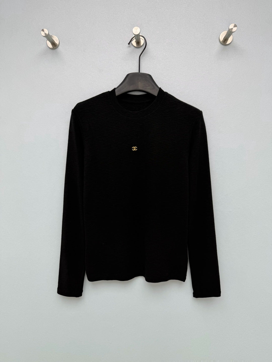 Chanel 26s Long Sleeve Top Black Knit 436012