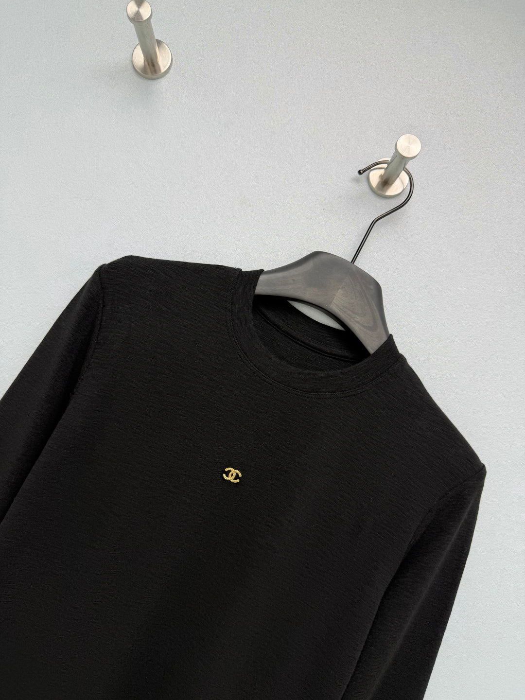 Chanel 26s Long Sleeve Top Black Knit 436012