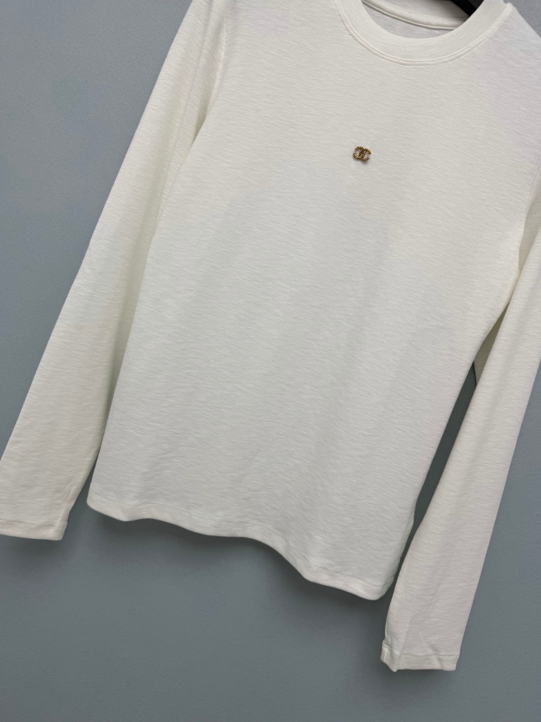 Chanel 26s Long Sleeve Top White Knit 436014