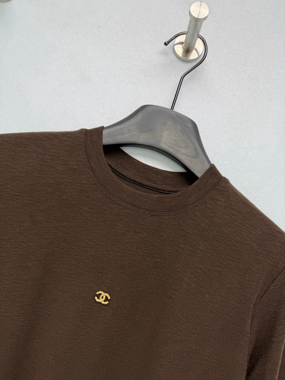 Chanel 26s Long Sleeve Top Brown Knit 436016
