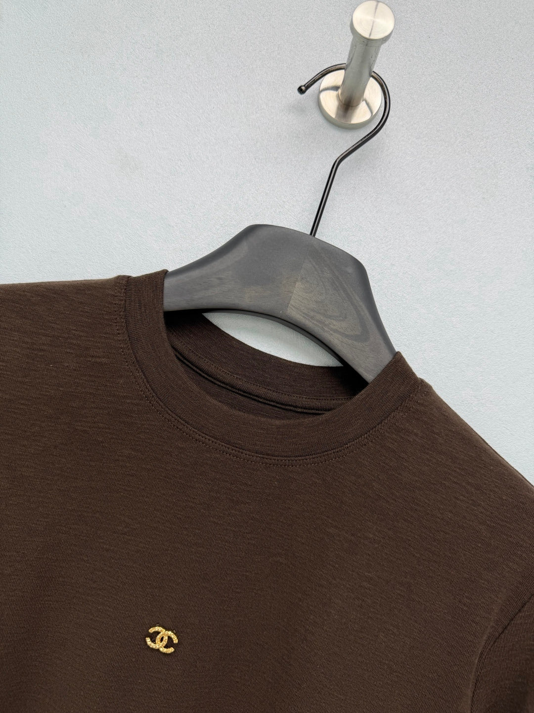 Chanel 26s Long Sleeve Top Brown Knit 436016
