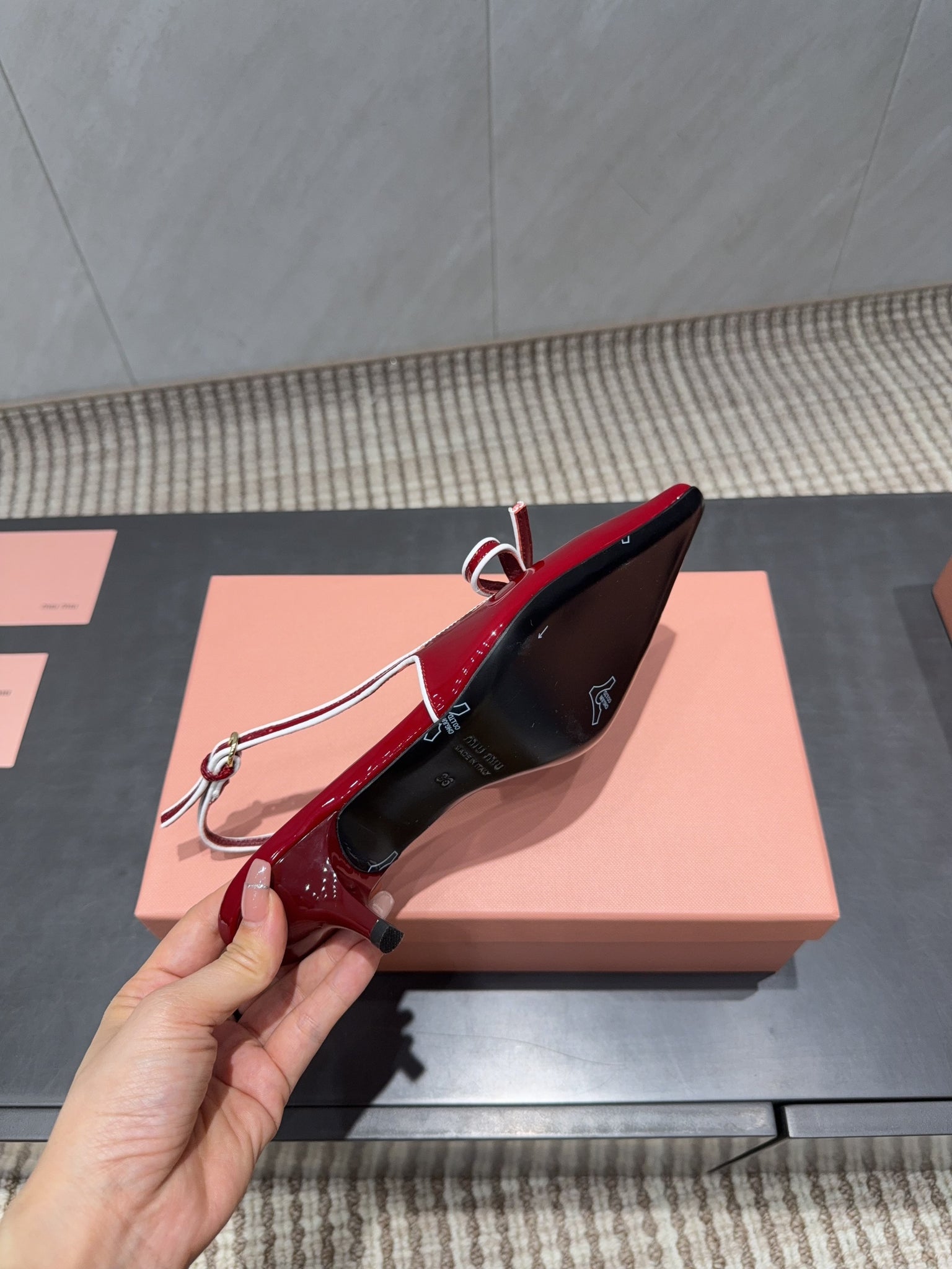 Miu 26s Slingback 55mm In Dark Red Calfskin With Bow