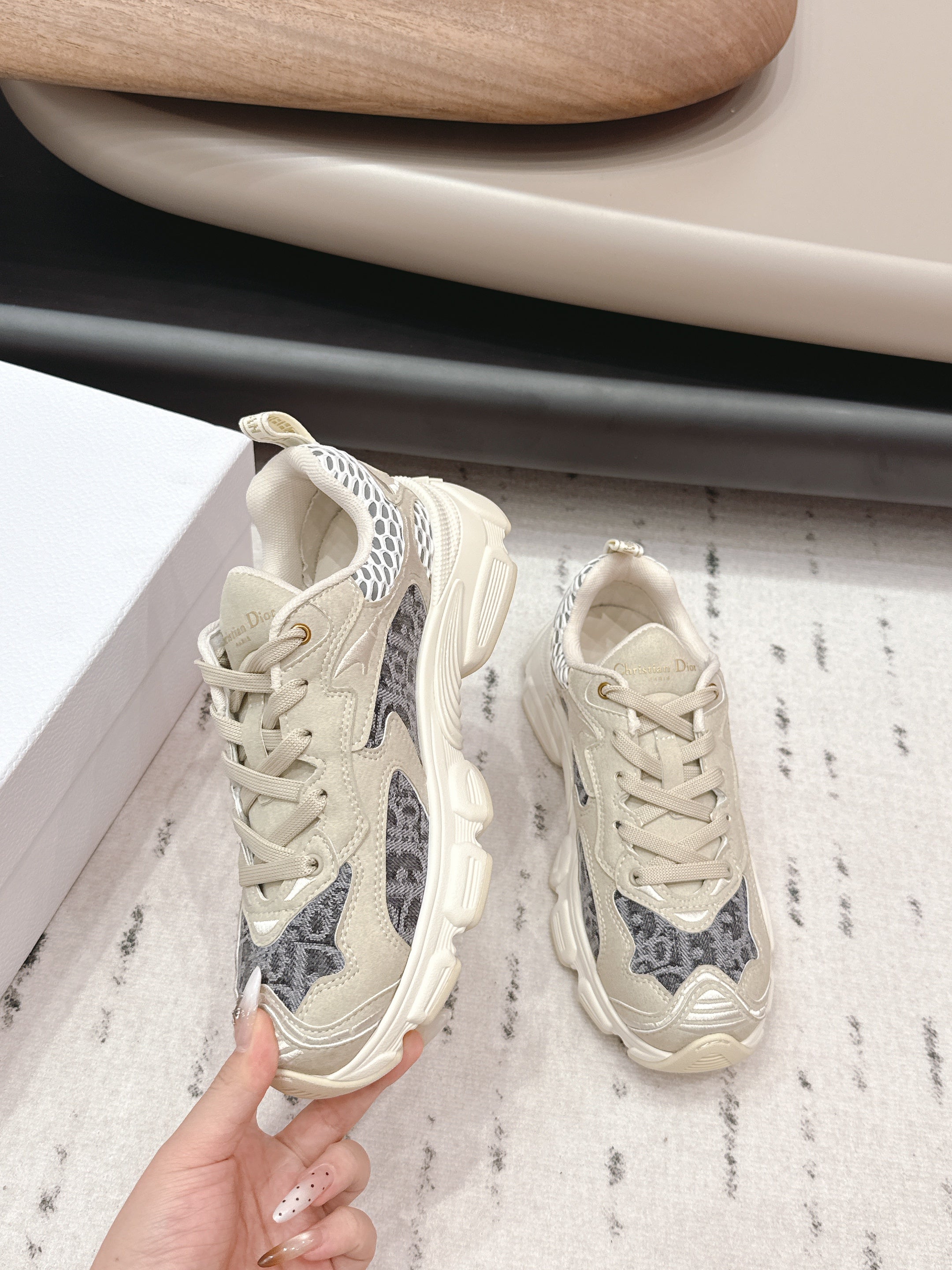 CD 26s Vibe Sneaker Taupe Grey Suede Denim 613748