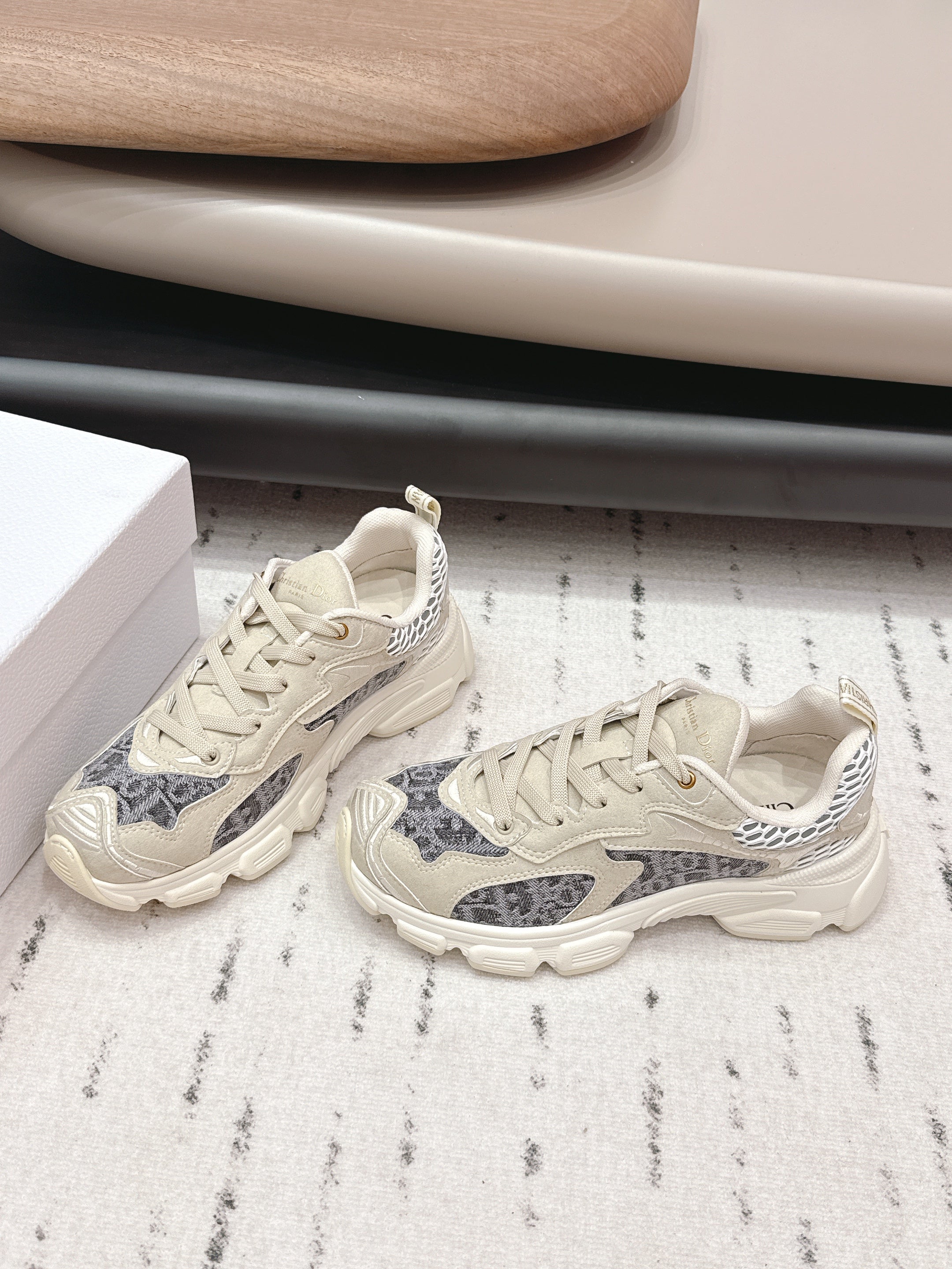 CD 26s Vibe Sneaker Taupe Grey Suede Denim 613748