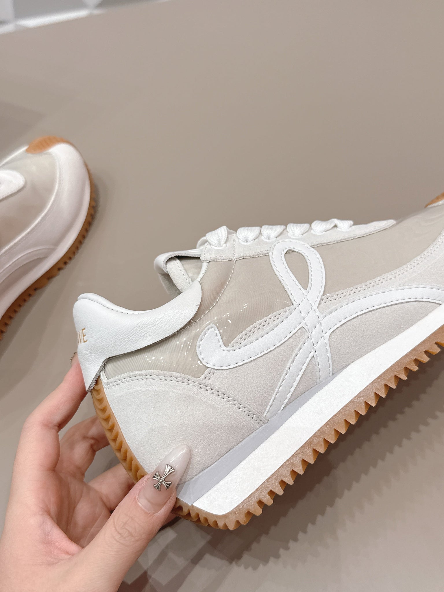 Loewe 26s Flow Runner Sneaker In White Suede And Clear Plastic And Calfskin