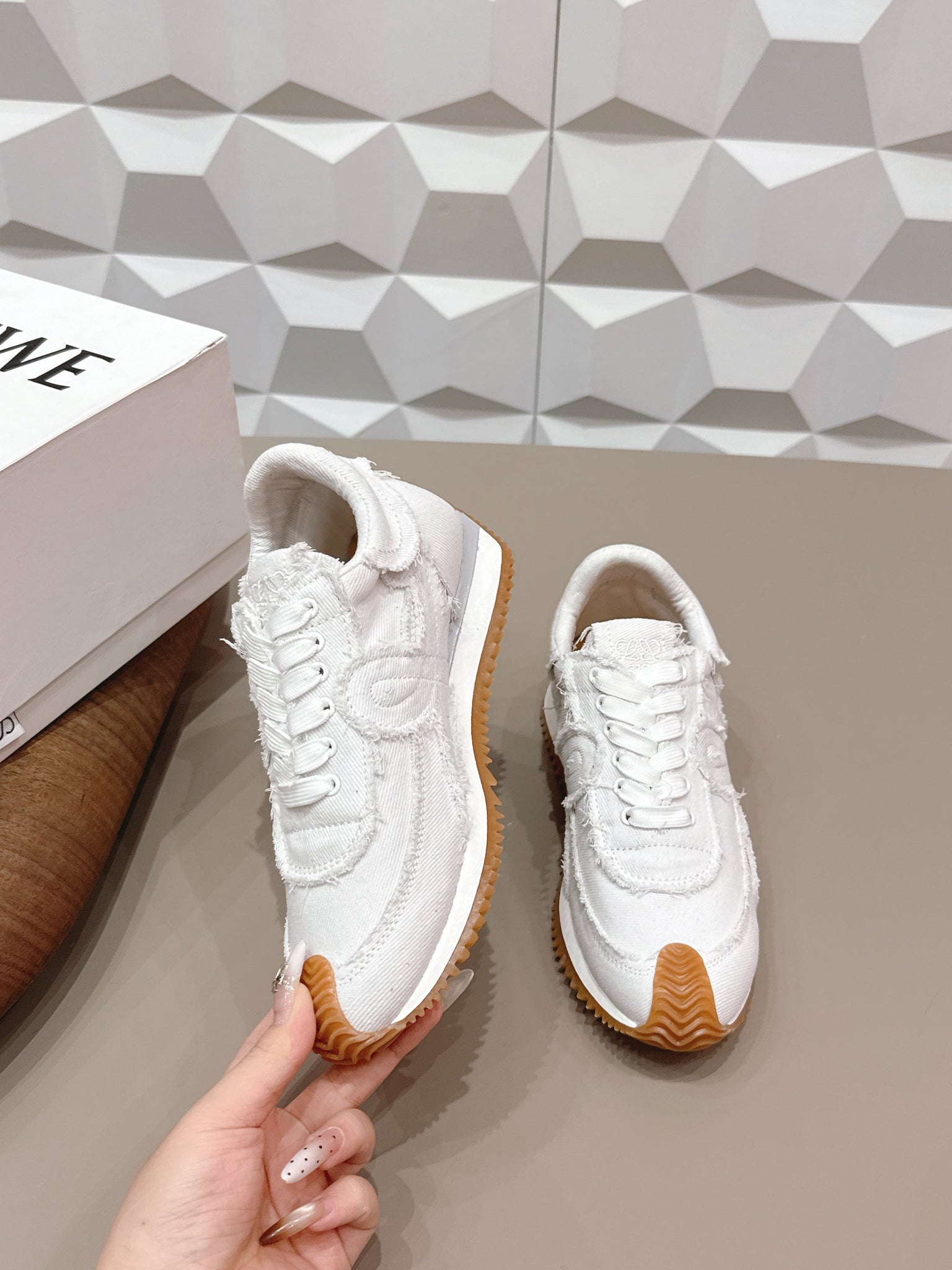 Loewe 26s Flow Runner Sneaker In White Denim