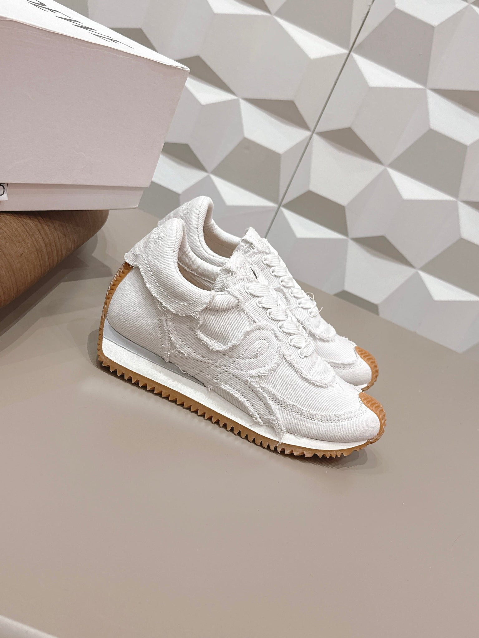 Loewe 26s Flow Runner Sneaker In White Denim