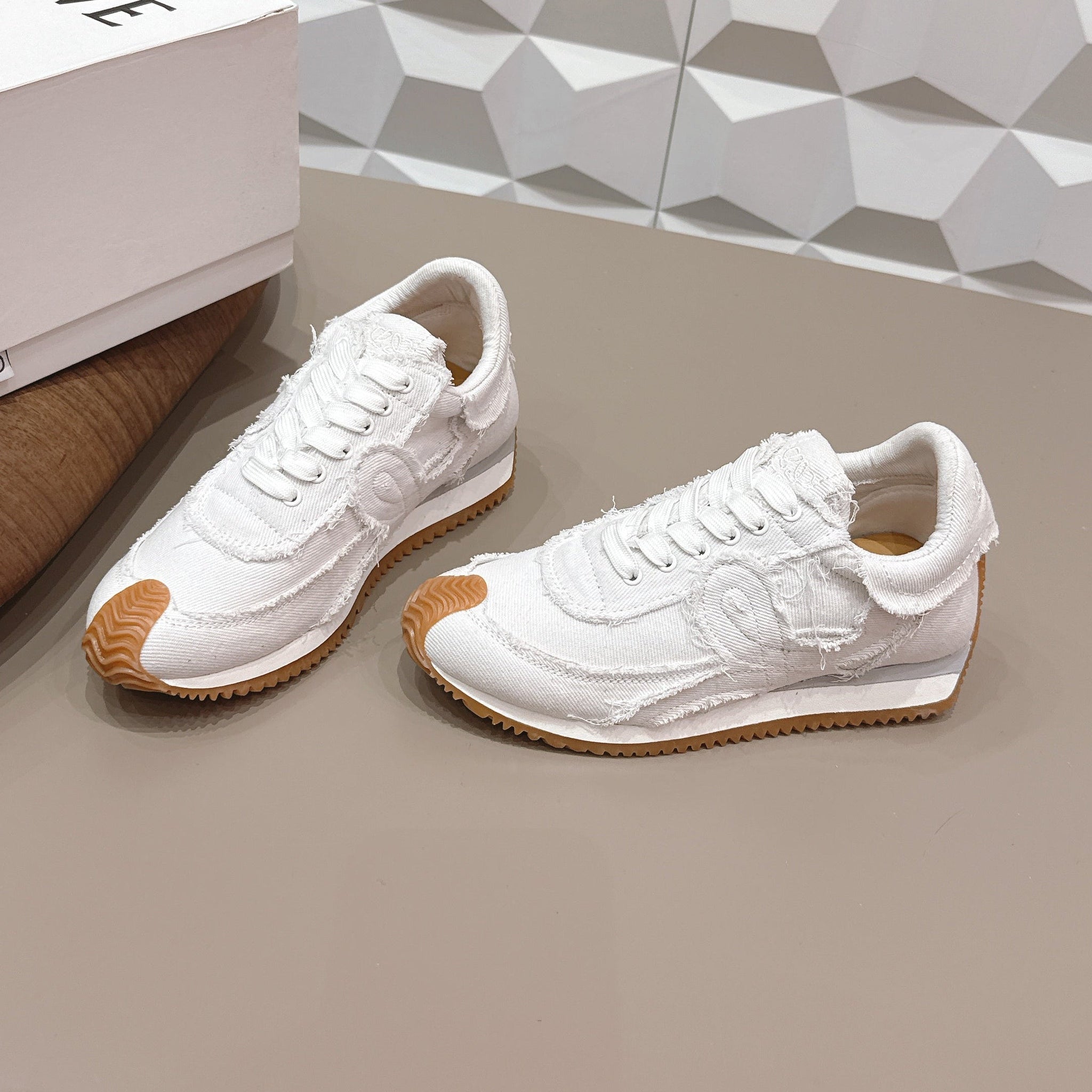 Loewe 26s Flow Runner Sneaker In White Denim